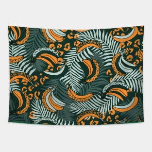 Yellow and Green Palms and Bananas Tapestry