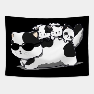 Mama cat with 3 kitten panda Tapestry