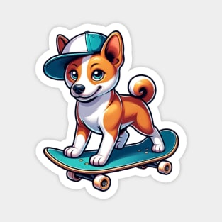 Basenji Skateboarding Magnet