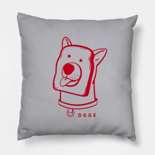 Slice of bread and doge face a funny and weird awesomeness in red ink Pillow