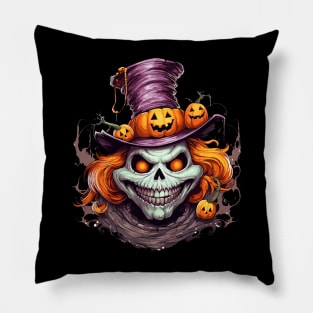 Scary Grinning Halloween Clown Pillow