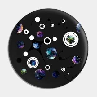 Watercolor Deep Space in Circles and Black Curve Lines Pin