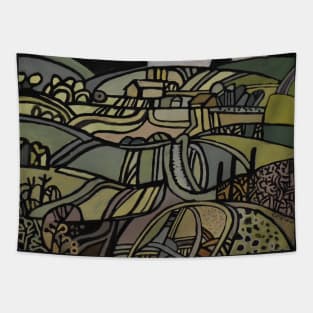 Green Abstract Landscape Tapestry