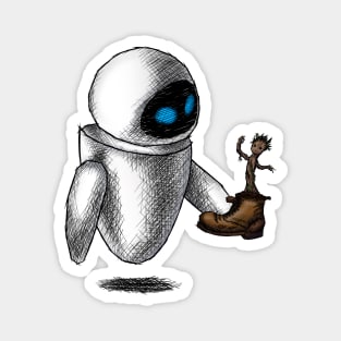 Eve and Groot ! - Wall-E and Guardians of the Galaxy Magnet