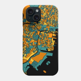 Jersey City Map Pattern in Orange & Teal Phone Case