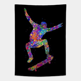 Skate jump watercolor art Tapestry