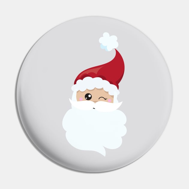 Santa Claus, Santa Hat, Winking Santa, Christmas Pin by Jelena Dunčević