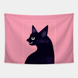 Gothic Kitty Pink Retro Poster Vintage Art Cat Wall Black cat Pink Illustration Tapestry