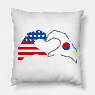 We Heart USA & Korea Patriot Flag Series Pillow