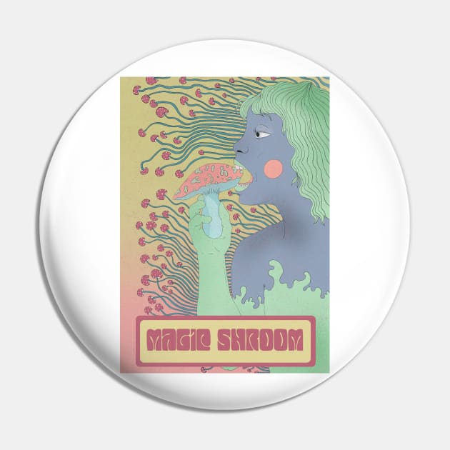 Magic Shroom Pin by Rubbish Cartoon