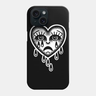 Tattoo style sad heart Phone Case