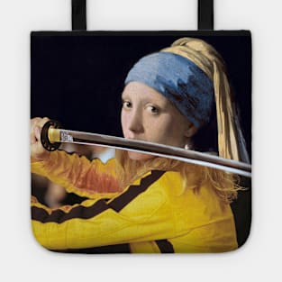 Girl with a Pearl Earring by Vermer and Beatrix Kiddo from Kill Bill Tote