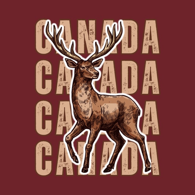 Canada Day Deer Vintage by Turtokart