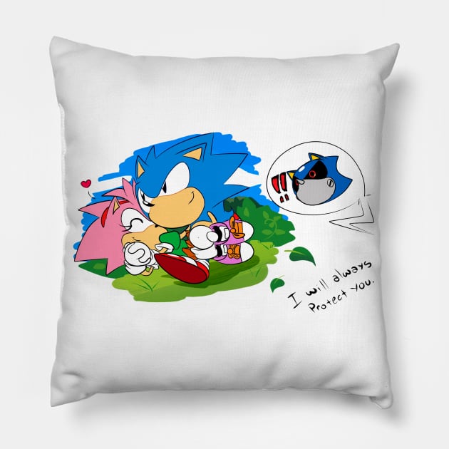 Classic Sonic and Amy design Pillow by idolnya