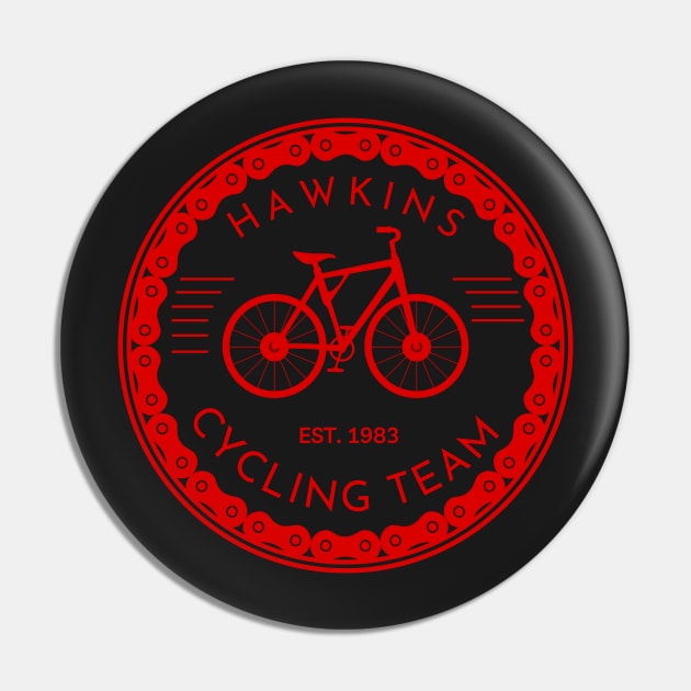 Hawkins Cycling Team III - Black - Funny Pin by Fenay-Designs