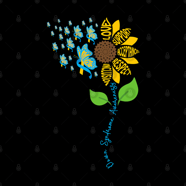 down syndrome awareness sunflower and butterfly design by mohazain