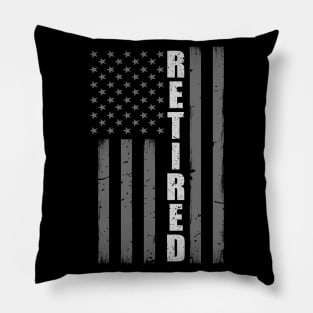 Retired Corrections Officer Gift - Thin Silver Line Flag Pillow