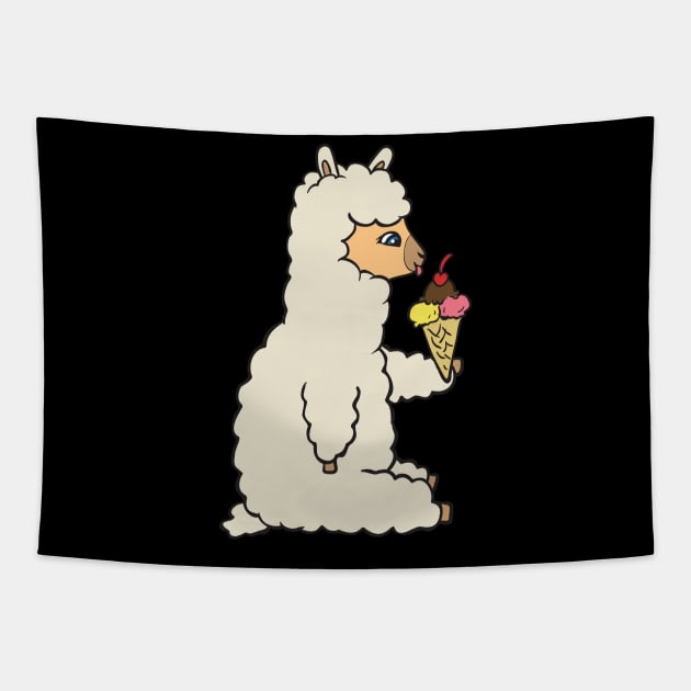 Alpaca with ice cream. Tapestry by theanimaldude