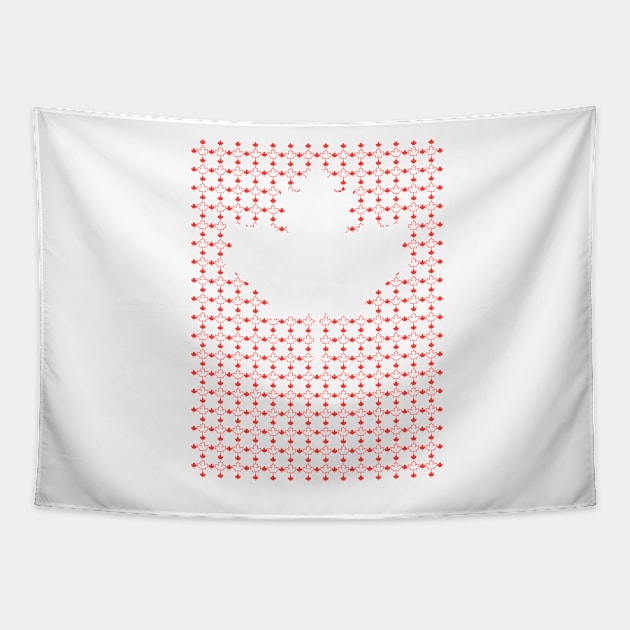 Canadian Flag | Pattern v.2 White BG Leaf Red Tapestry by Oliveirallan