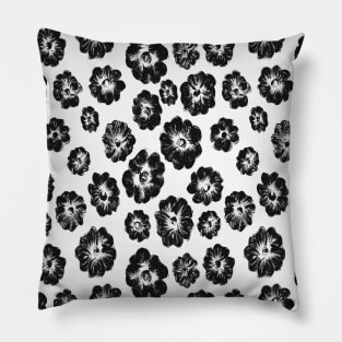 Black and White Neck Gator Black and White Flower Blooms Pattern Pillow