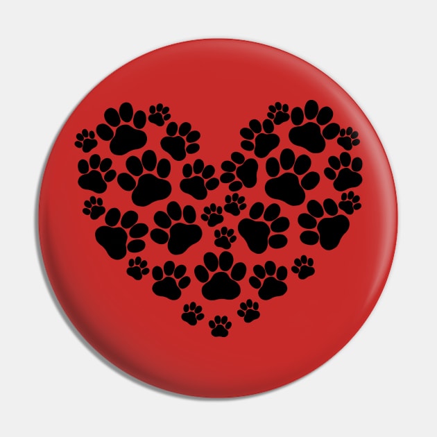 Heart Paws Cat Dog Lover Gift Pin by JPDesigns