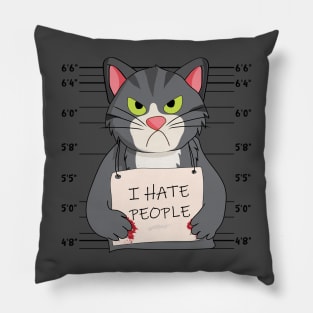 I Hate People Angry Looking Cat Pillow