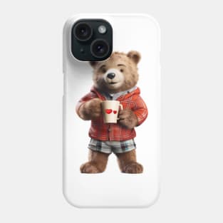 Adorable Teddy Bear Drinking Coffee Early in the Morning Phone Case