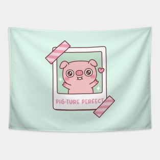 Cute Piggy Pig-ture Picture Perfect Pun Photo Funny Tapestry