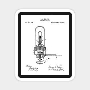 Light Bulb Patent - Industrial Design Housewarming Art - White Magnet