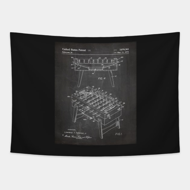 Foosball Table Patent - Foosball Player Game Room Art - Black Chalkboard Tapestry by patentpress