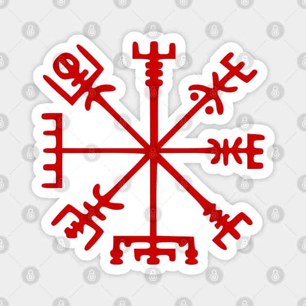 Blood Red Vegvísir [Viking Compass] Magnet by tinybiscuits