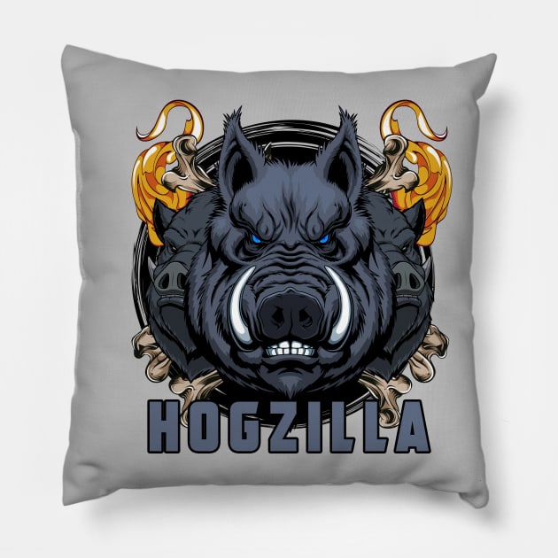 HOGZILLA Pillow by theanomalius_merch