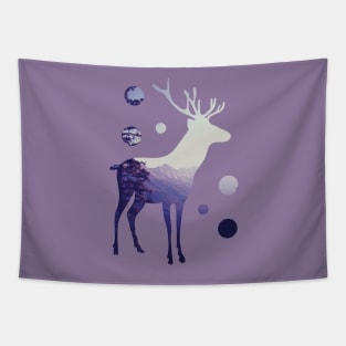 Deer with Mountains and Dots Tapestry