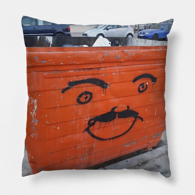 Dumpster moustache Pillow by Stephfuccio.com