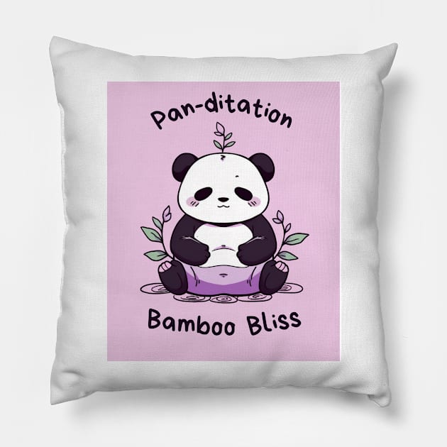 Kawaii Cute Yoga Meditating Panda Pillow by AdaMazingDesign