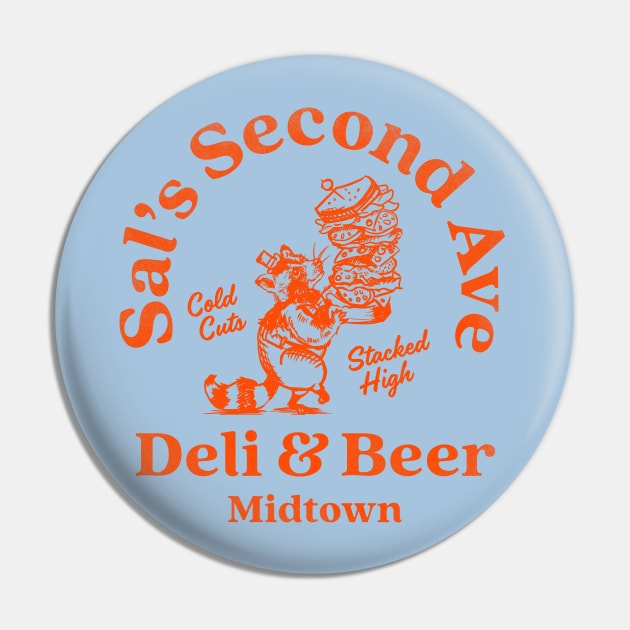 "Sal's Second Ave Deli & Beer" Cool New York Style Deli Art Pin by The Whiskey Ginger