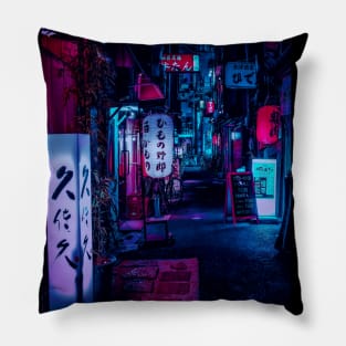 Tokyo Street Neon Synthwave Pillow