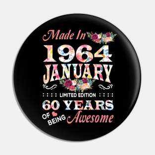 January Flower Made In 1964 60 Years Of Being Awesome Pin