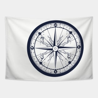 Beautiful Compass Sailing, Hiking, Adventure Gift Tapestry