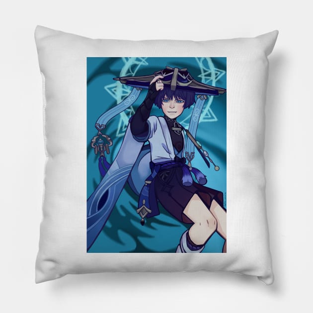 Genshin Impact, Wanderer, Scaramouche Pillow by hello_kseniia