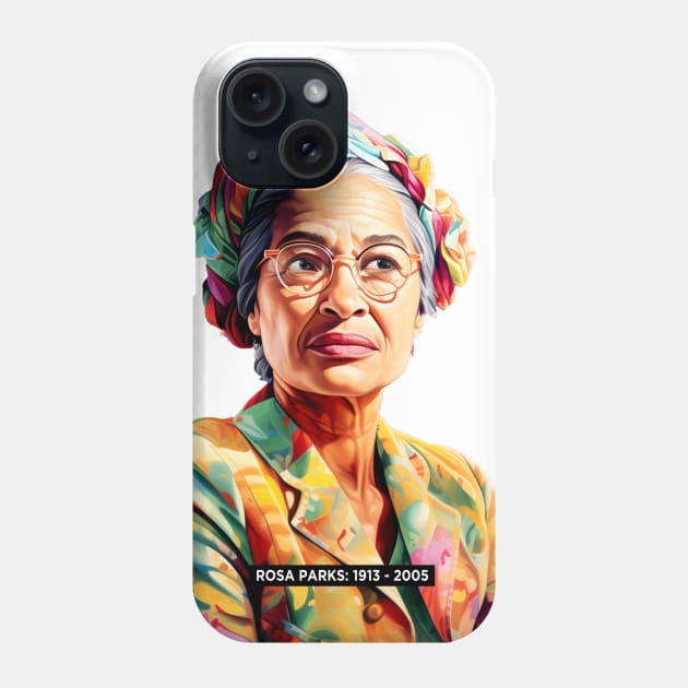 Black History Month: The Back of the Bus with Rosa Parks on a light (Knocked Out) background Phone Case by Puff Sumo