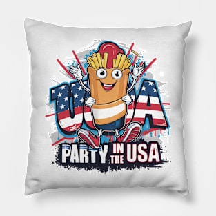 Party In The USA , 4th Of July Themed Soda And Hotdog Pillow
