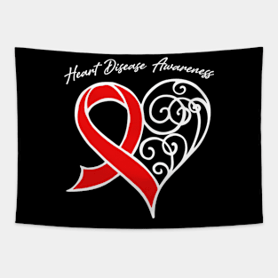 Heart Disease Awareness Heart Ribbon Gift Valentines Day - In This Family Nobody Fights Alone Tapestry