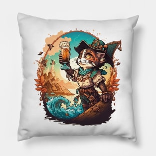 Get Ready to Sail the High Seas with Pirate Cat Pillow