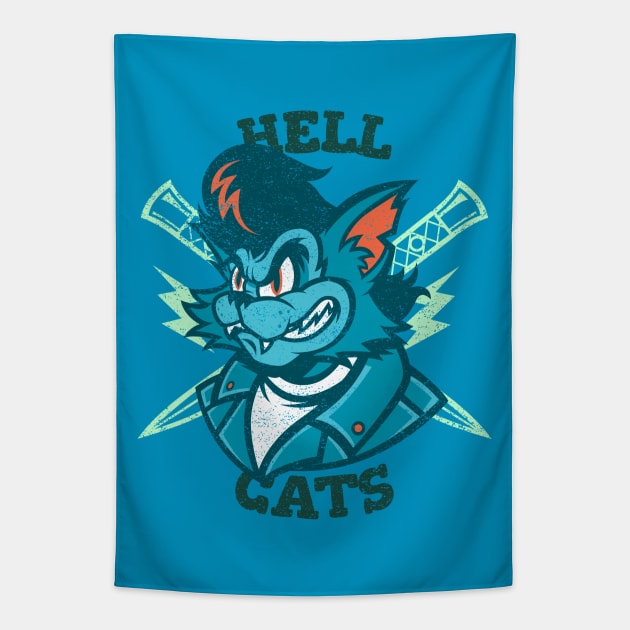 Cool Vintage "Hell Cats" Rockabilly Tapestry by TOXiK TWINS