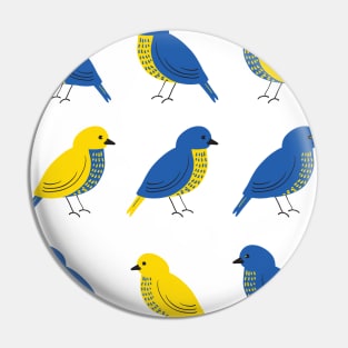 Little Birds of Peace | Ukrainian Flag color hand drawn heart, Peace for Ukraine Pin