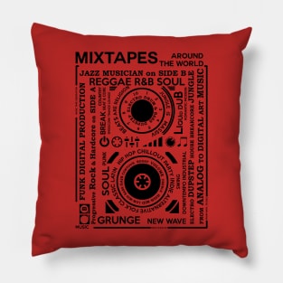 Genres of a Mixtape - Fontart Music Cassette Pillow