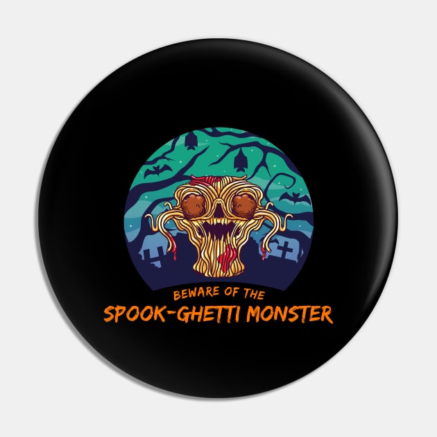 Halloween Flying Spaghetti Monster FSM SpookGhetti Pin by MGO Design