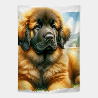 Watercolor Leonberger Puppies - Cute Puppy Tapestry