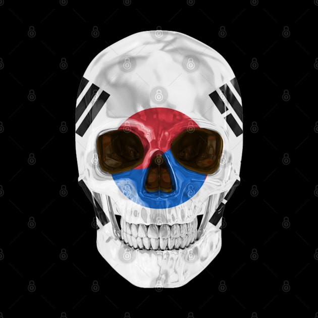 South Korea Flag Skull - Gift for South Korean With Roots From South Korea by Country Flags